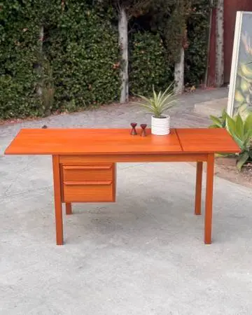 Danish Modern Mid Century Modern Teak Drop Leaf Desk by G.V. Møbler