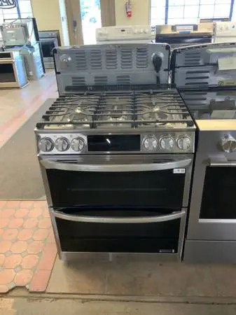 **LG STAINLESS 5 BURNER GAS SLIDE IN DOUBLE OVEN STOVE**ON SALE NOW**