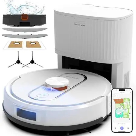 Bagotte Self Emptying Robot Vacuum and Mop 90 Days Hands-Free LiDAR Ma