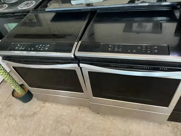 Slide in stainless steel glass top stoves