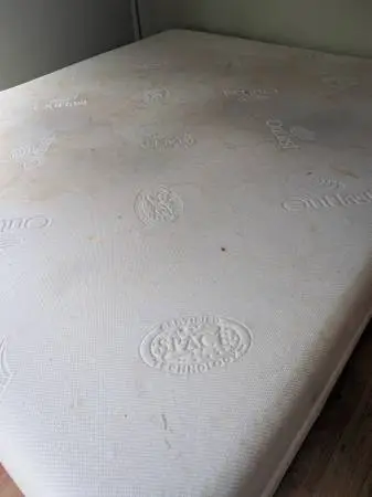 King size mattress, box spring, and frame