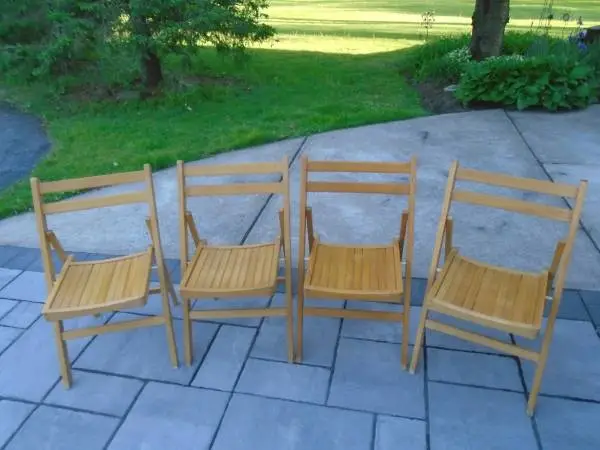 Vintage Style Wooden Slat Folding Chairs