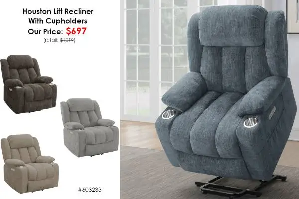 NEW IN BOX! Houston Power Assist Lift Recliner With Cupholders