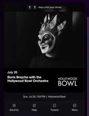 Selling 2 tickets for Boris Brejcha Hollywood Bowl Section N2 Row 5 Seats 101 an
