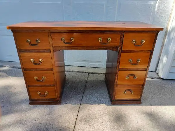 Solid 9 drawer executive desk