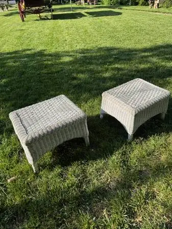 Pair of real wicker patio footrest