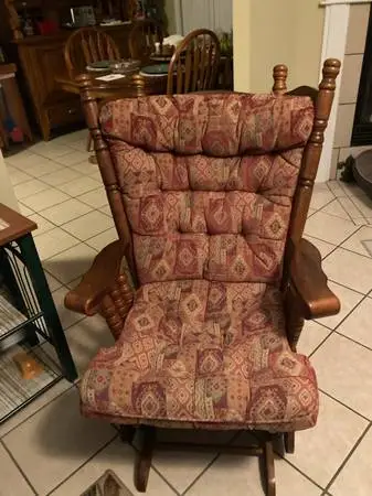 Electric Bed, rocking chair with foot tool, exercise bicycle and coffee table
