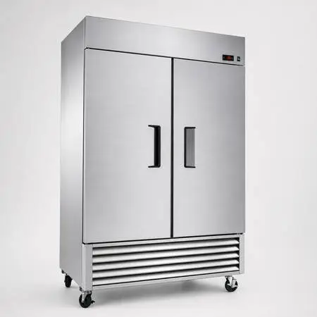54 Commercial Reach-In Freezer in Stainless Steel, 2 Solid Doors, 49