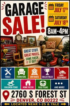 Huge Garage Sale – Friday & Saturday, July 17–18 | 8:00 AM–4:00 PM