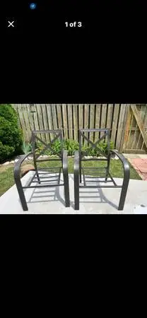 Sturdy bronze cast aluminum x back patio armchair set