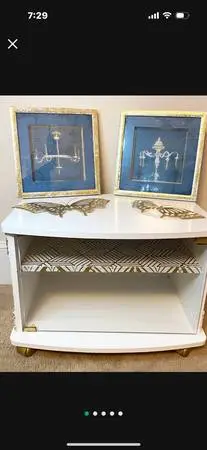 Refurbished White and Gold TV Console/Hallway Table