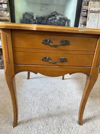 Mid-century French Provincial Solid Wood Side table