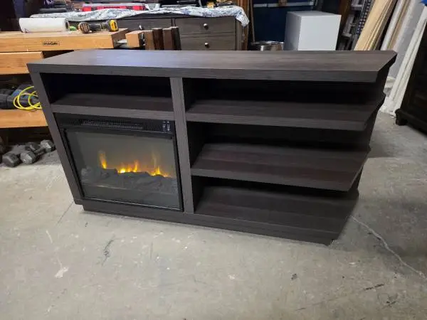 Modern Gray TV Stand with Electric Fireplace