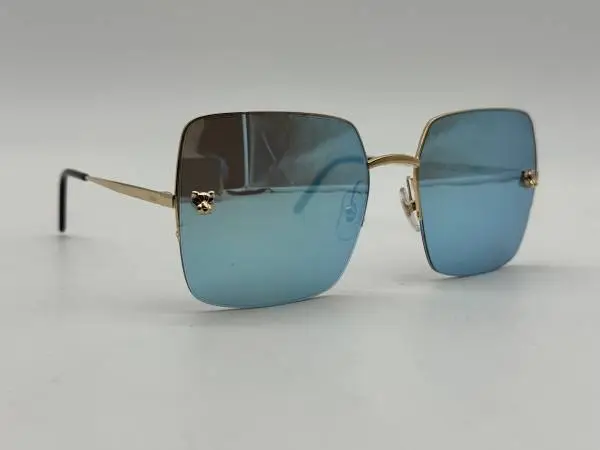 PANTHERE DE CARTIER HALF RIM RECTANGLE SUNGLASSES NEW CT0121S 100% GEN