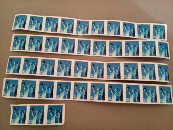 Liberty USPS unused 34 cent stamps (43 total- $14.62 face value)