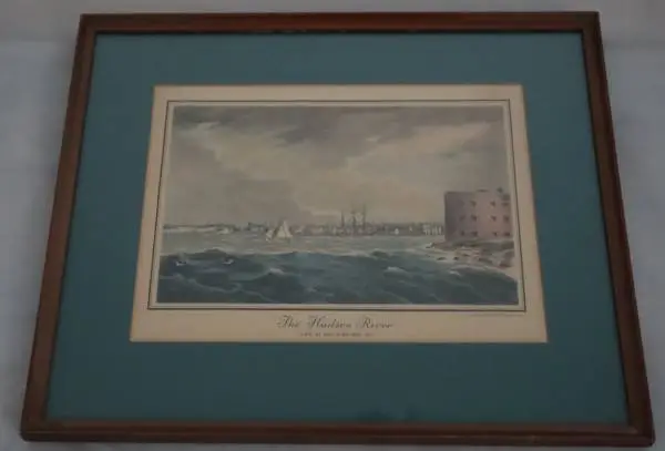 Vintage Antique Print The Hudson River View Of New York City 1825