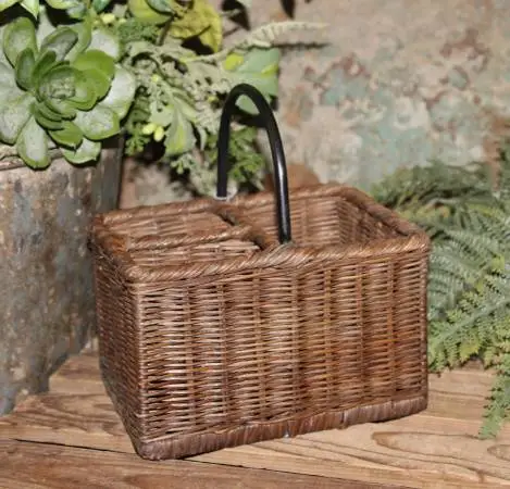 NEW BOHO Farmhouse Wicker Silverware Storage Caddie Box