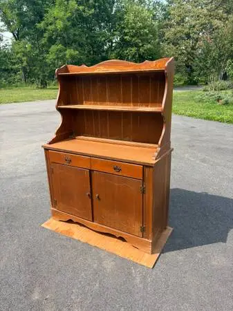 Solid Wood Farmhouse Hutch • Kitchen Cupboard • Colonial Cabinet
