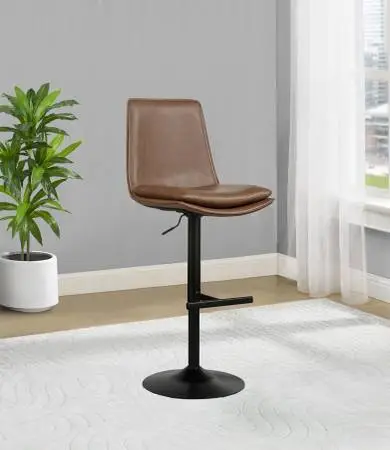 **New Adjustable Bar Stool Upholstered in Faux Leather Coffee Color**