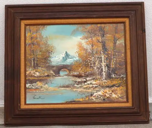 Vintage Oil Painting on canvas Landscape signed by Vernet 28 x 24.5