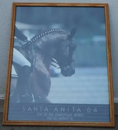 Vintage 1984 Santa Anita Equestrian Sports Framed Poster