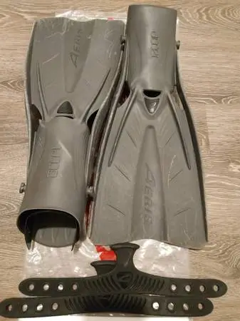 Oceanic/Aeris Accel Snorkeling Scuba Diving Open Heel Fins! Gray/Blk!