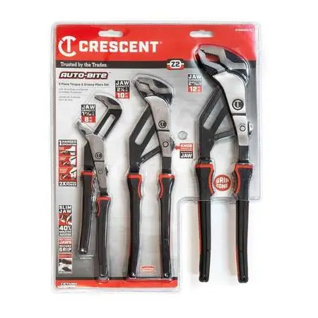 CRESCENT 3PC. AUTO-BITE PLIERS SET (Brand New)