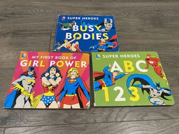 SUPER HEROS 3 BOARD BOOKS ABC ~ 123 Childrens Board Book