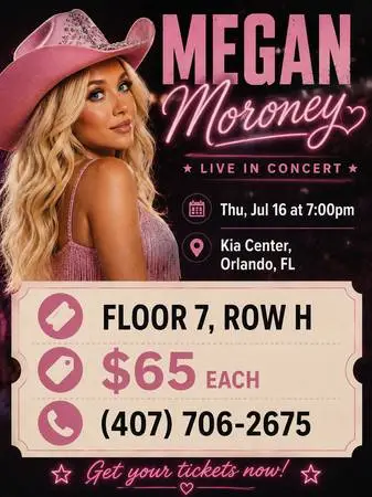 ⒋TIX ↪↩ Megan Moroney ↪↩Section Floor 7, Row H__us