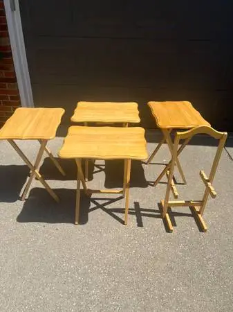 T.V. trays and stand - oak