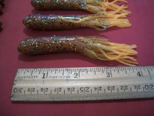4 Bass Tube Bait, Orange Sparkle, NEW, .50 Cents Each, Got Hundreds