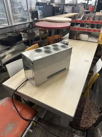Refrigerated 6 Compartment Condiment Cooler - Bottle Station