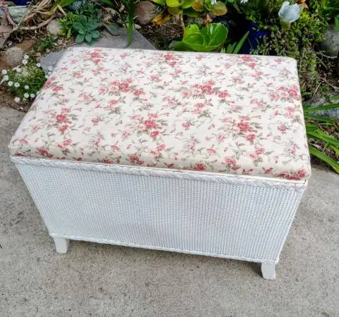 FABRIC FOOTSTOOL STORAGE RATTAN