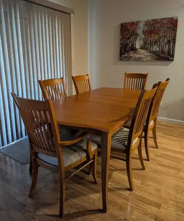 Solid Beech Wood Dining Room Set Table and Chairs