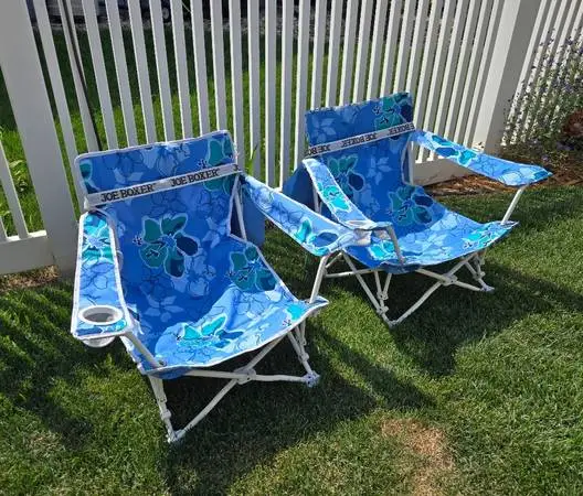 Two Matching Joe Boxer Low Lawn Chairs**