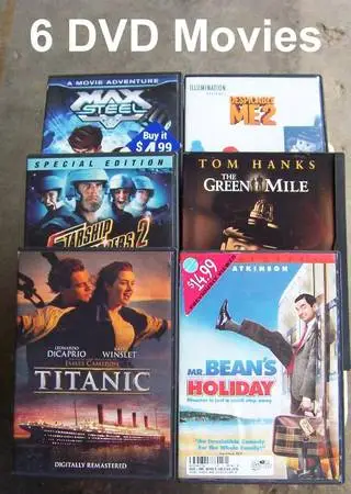 6  DVD Movies ( Starship Troopers, Max Steel  Mr Bean,, more)