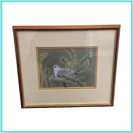 Signed S. Wicklund “mourning Dove Nesting In Cholla” Framed Origin