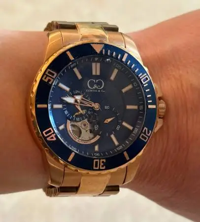 Curtis & Co Big Time Royale Automatic Mens Watch 45 Mm Rose Gold Blue