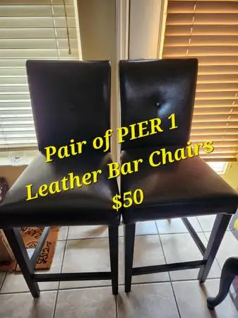 Pair of PIER 1 Leather Bar Chairs $50
