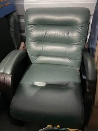 Set of eight matching genuine leather and real wood office chairs