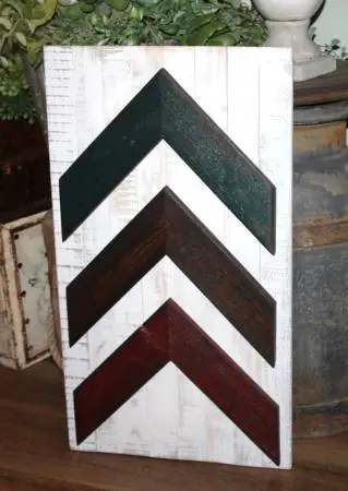 NEW Large 28 Distressed Farmhouse Chevron Arrow Wood Wall Decor