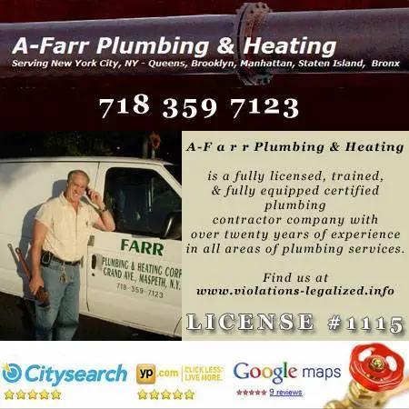 ★ NYC LIC. MASTER PLUMBER # 01115 Dob Violation removal--917 324-2535