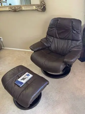 Ekornes Stressless Leather Recliner & Ottoman