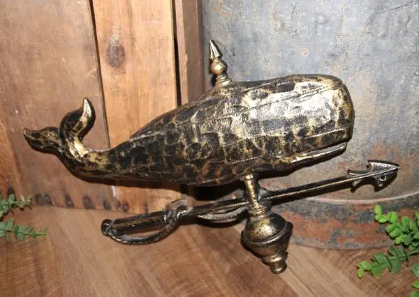 Dark Moody Black & Gold Nautical Coastal Whale Wall Decor Plaque
