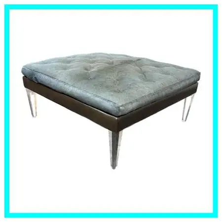 Lee Industries For Witford Hide + Leather Ottoman. Estimate Price: $6,
