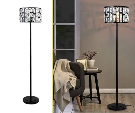 Dia Black Crystal Standard Floor Lamp