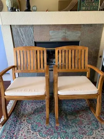 ROCKING CHAIRS - TEAK W/ CUSHION (Price for 2)