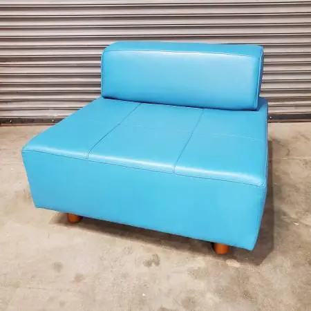 Vintage Lazar Ind Blue Leather Modular Backless Lounge Chair