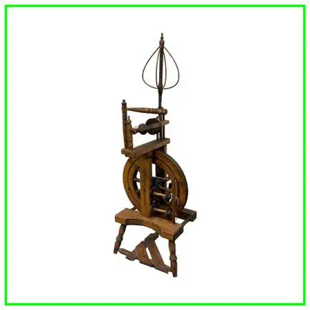 Upright Wooden Spinning Wheel, Antique