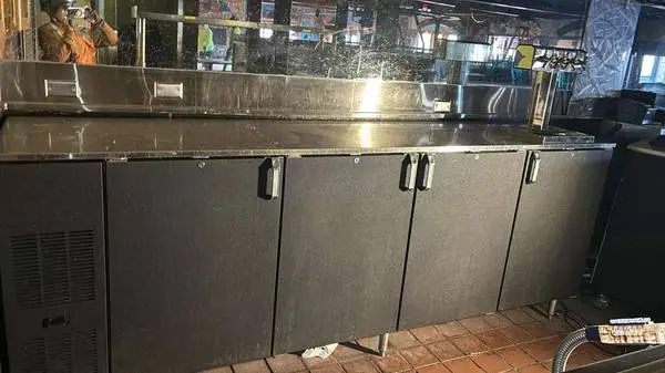 COMMERCIAL BLACK BAR REFRIGERATOR WITH A BEER DISPENSER